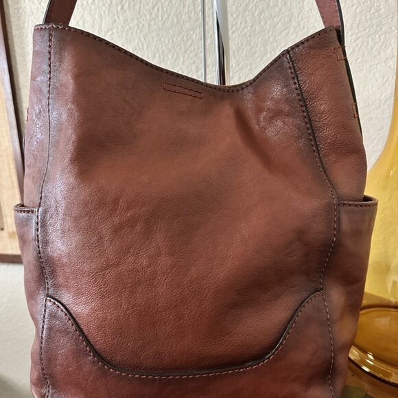 Frye Leather Side Pocket Hobo Shoulder Bag - Picture 3 of 10